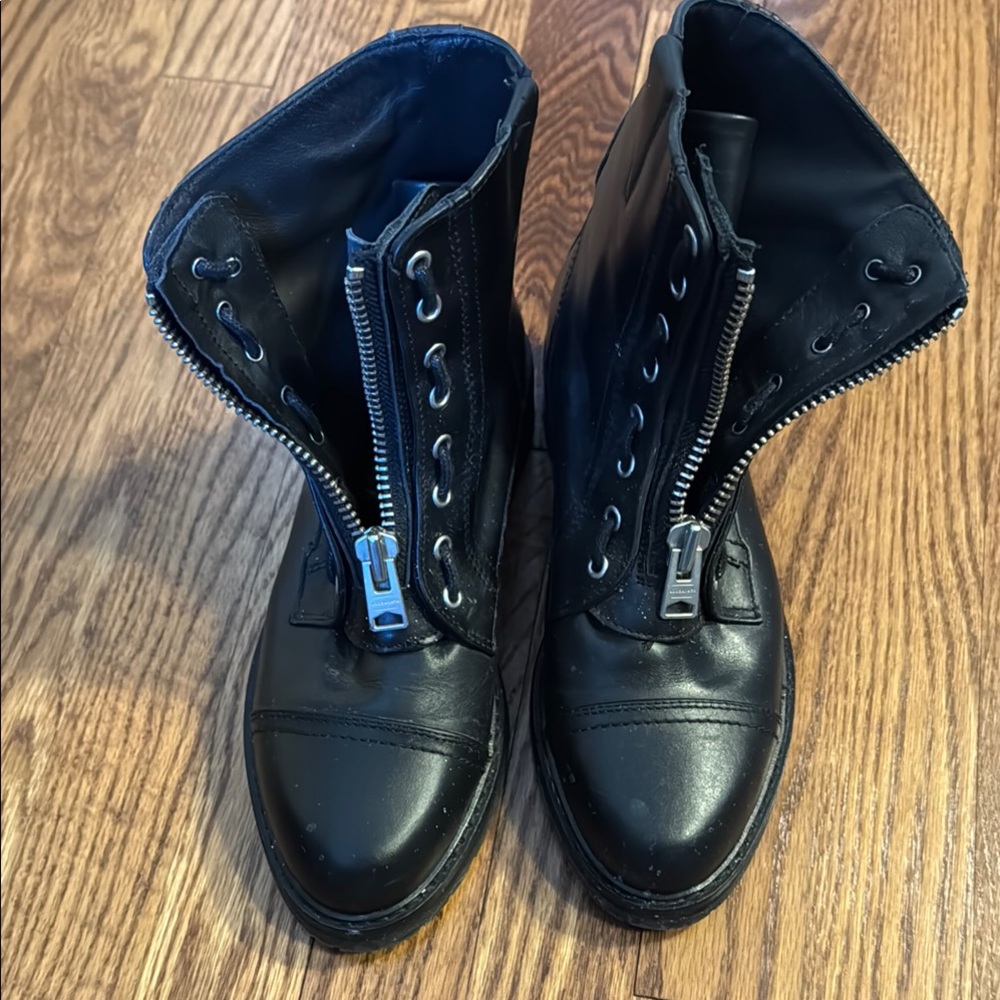 Allsaints Black Leather Combat Boots